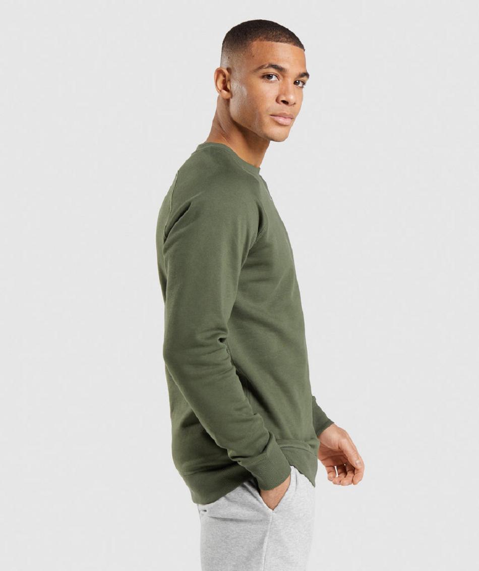 Correr Con Capucha Gymshark Crest Sweatshirt Hombre Verde Oliva | CO 3663AHK